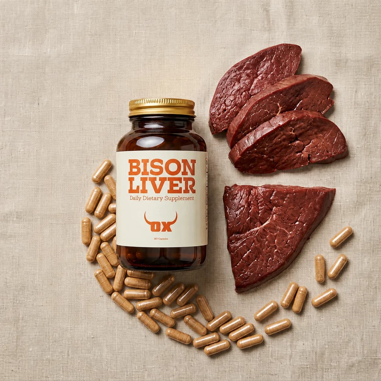 OX Bison Liver bottle — detail view
